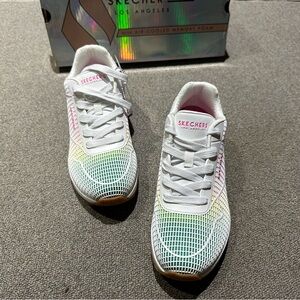Skechers Women's Uno Sr Joylie Lace-Up Sneakers White Multi Size 6
